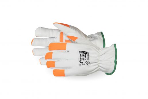 #378GTXOT Superior Glove®  Tenactiv™ Composite Filament Fiber Goat-Grain Driver Gloves With Padded Palm Grips and Hi-Viz Fingertips